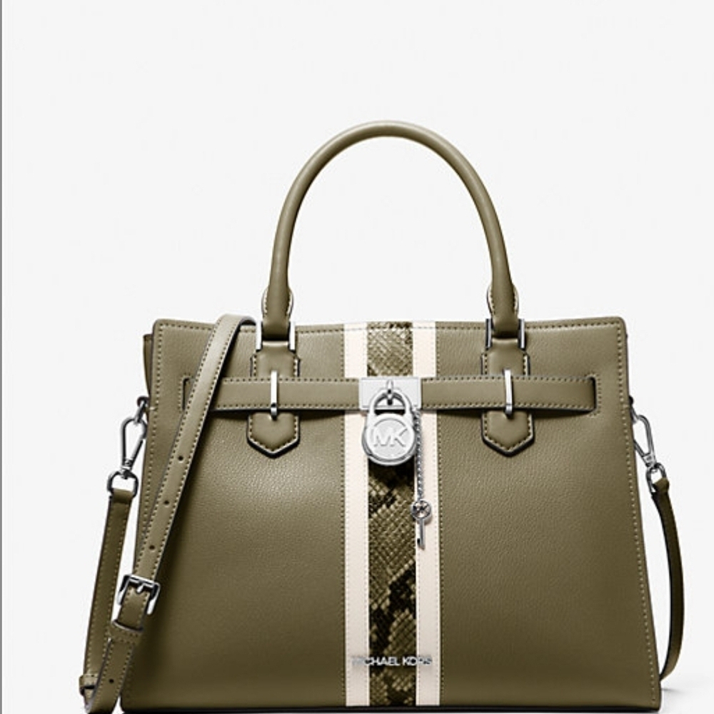 Michael Kors Olive and Cream Designer Satchel